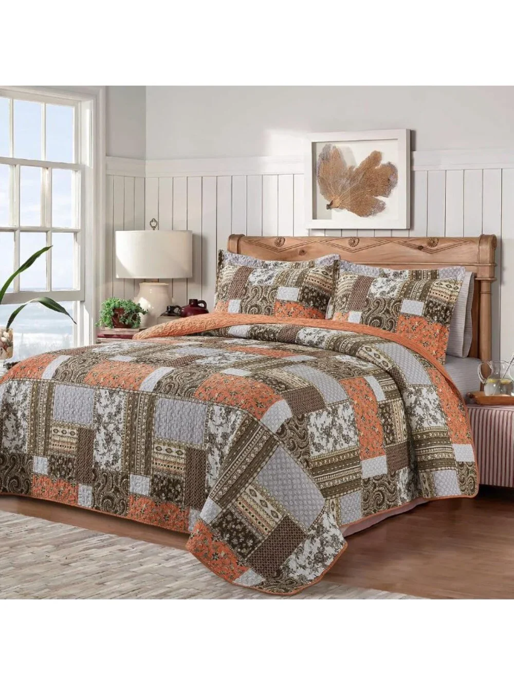 Cozy 100% Cotton California King Quilt - Soft Fall Bedspread for Stylish Home